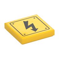 Tile 2 x 2 with Electric Danger Symbol print — Yellow
