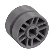 Wheel 14mm D. x 9.9mm with Centre Groove, Fake Bolts and 6 Spokes — Flat Silver