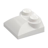 Brick Curved 2 x 2 x 2/3 Two Studs and Curved Slope End — White