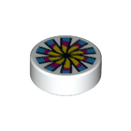 Tile Round 1 x 1 with Chinese Candy print — White