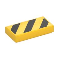 Tile 1 x 2 with Black Diagonal Stripes, Large Yellow Corner Triangles Print — Yellow