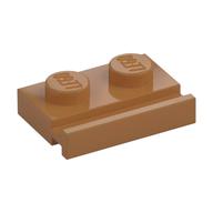 Plate Special 1 x 2 with Door Rail — Medium Nougat