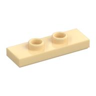 Plate Special 1 x 3 with 2 Studs with Groove and Inside Stud Holder (Jumper) — Tan