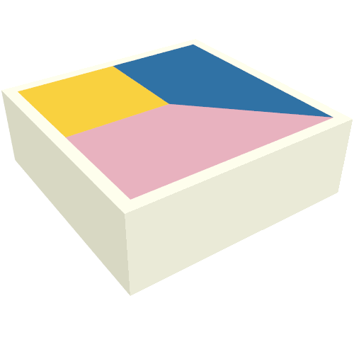 Tile 1 x 1 with Blue/Bright Pink/Bright Light Orange Cube print — White