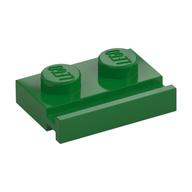 Plate Special 1 x 2 with Door Rail — Green