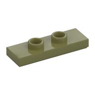 Plate Special 1 x 3 with 2 Studs with Groove and Inside Stud Holder (Jumper) — Olive Green