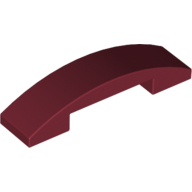 Brick Curved 4 x 1 Double with No Studs — Dark Red