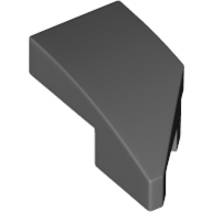 Brick Wedged, Curved 2 x 1 with Stud Notch Left — Dark Bluish Gray