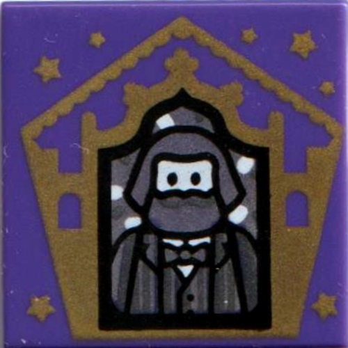 Tile 2 x 2 with Wizard Card Bertie Bott print — Dark Purple