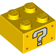 Brick 2 x 2 with White Question Mark Print — Yellow
