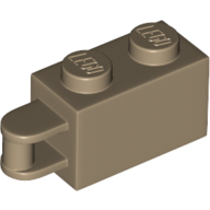 Brick Special 1 x 2 with Vertical Closed Handle on Edge — Dark Tan