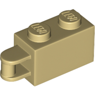 Brick Special 1 x 2 with Vertical Closed Handle on Edge — Tan