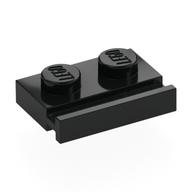 Plate Special 1 x 2 with Door Rail — Black