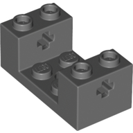 Brick Special 2 x 4 x 1 1/3 with Axle Holes and 2 x 2 Recessed and Hole — Dark Bluish Gray