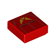 Tile 1 x 1 with Light Bluish Grey Lines, Yellow Triangles print — Red