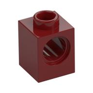 Technic Brick 1 x 1 with Pin Hole — Dark Red