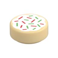 Tile Round 1 x 1 with Christmas Cookie print — Tan
