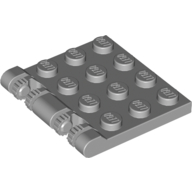 Hinge Plate 3 x 4 Locking Dual 2 Finger, 9 Teeth — Light Bluish Gray