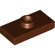 Plate Special 1 x 2 with 1 Stud with Groove and Inside Stud Holder (Jumper) — Reddish Brown