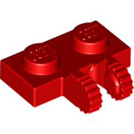 Hinge Plate 1 x 2 Locking with 2 Fingers on Side, 9 Teeth — Red