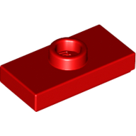 Plate Special 1 x 2 with 1 Stud with Groove and Inside Stud Holder (Jumper) — Red