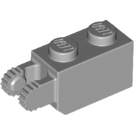 Hinge Brick 1 x 2 Locking with 2 Fingers Vertical End, 9 Teeth — Light Bluish Gray