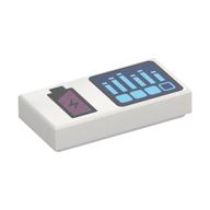 Tile 1 x 2 with Battery, Graph print — White