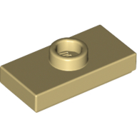 Plate Special 1 x 2 with 1 Stud with Groove and Inside Stud Holder (Jumper) — Tan