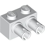 Brick Special 1 x 2 with 2 Pins, Round Pin Holes — White