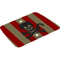 Sail Trapezoid with Red Stripes, Black Skull and Bones/Hook print — Tan
