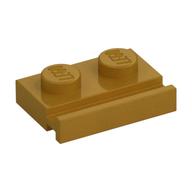 Plate Special 1 x 2 with Door Rail — Pearl Gold