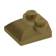 Brick Curved 2 x 2 x 2/3 Two Studs and Curved Slope End — Metallic Gold