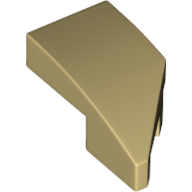 Brick Wedged, Curved 2 x 1 with Stud Notch Left — Tan
