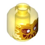 Minifig Head Ghost Scrimper, with Bright Light Orange Face, White Eyes, Slime Mouth Print — Trans-Yellow