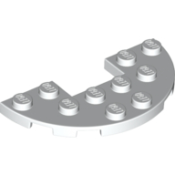 Plate Round Half 3 x 6 with 1 x 2 Cutout — White
