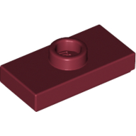 Plate Special 1 x 2 with 1 Stud with Groove and Inside Stud Holder (Jumper) — Dark Red