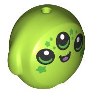 Pillow Plush Toy with Alien Face, 3 Eyes, Green Spots print — Lime