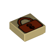Tile 1 x 1 with Padlock Print — Tan