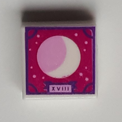 Tile 1 x 1 with White/Lavender Moon, Magenta/Dark Purple Background print — White
