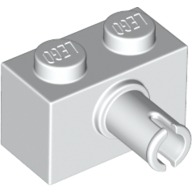 Brick Special 1 x 2 with Pin - Bottom Stud Holder — White