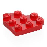 Plate Angled 3 x 3 with Heart Shape — Red