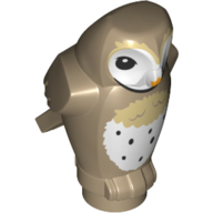 Animal, Bird, Owl Small, Tan and White Plumage Print — Dark Tan