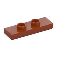Plate Special 1 x 3 with 2 Studs with Groove and Inside Stud Holder (Jumper) — Dark Orange