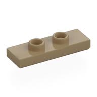 Plate Special 1 x 3 with 2 Studs with Groove and Inside Stud Holder (Jumper) — Dark Tan