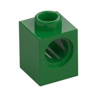 Technic Brick 1 x 1 with Pin Hole — Green