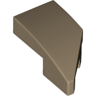 Brick Wedged, Curved 2 x 1 with Stud Notch Left — Dark Tan