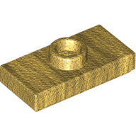 Plate Special 1 x 2 with 1 Stud with Groove and Inside Stud Holder (Jumper) — Pearl Gold