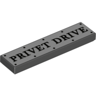 Tile 1 x 4 with 'Privet Drive' print — Black