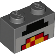 Brick 1 x 2 with Pixelated Lit Forge Print — Dark Bluish Gray