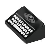Slope 30° 1 x 2 x 2/3 with Typewriter Print — Black